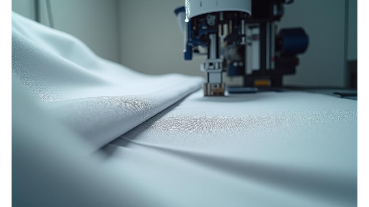 Close-up of fabric undergoing commercial durability testing showing resilience